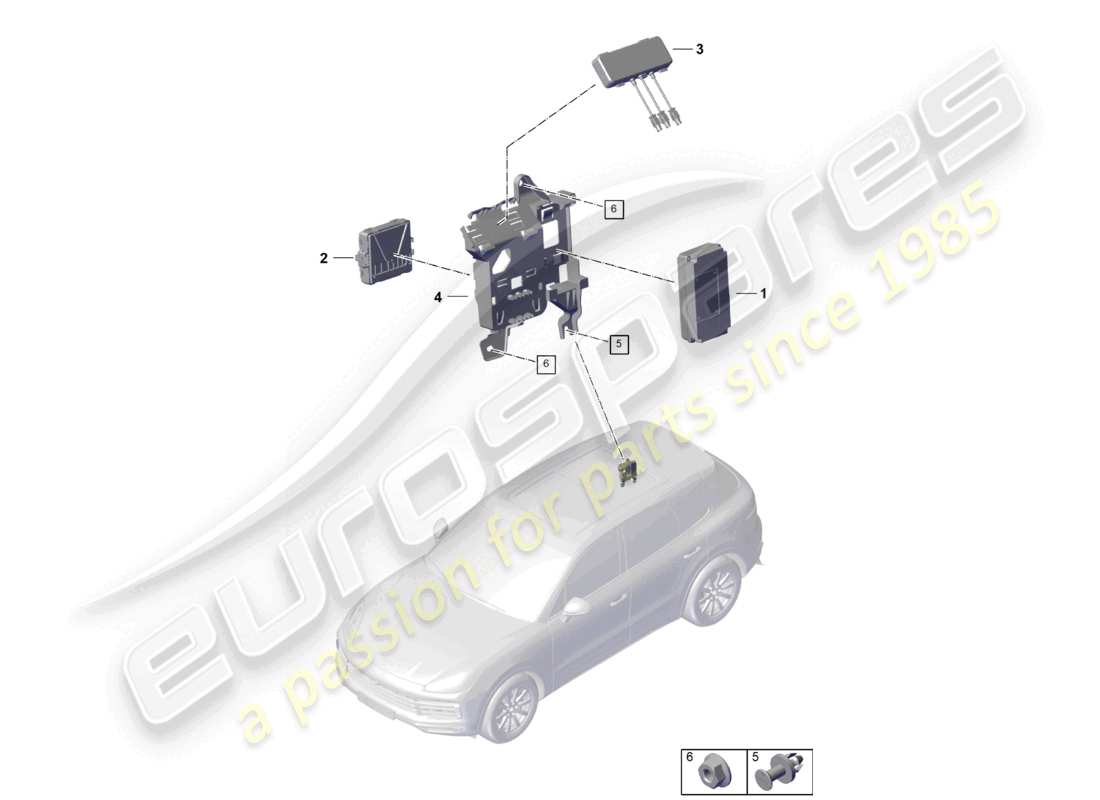 porsche 2025 (cayenne e3 pa) steuergerät für real time monitoring (rtm) und aerial part diagram