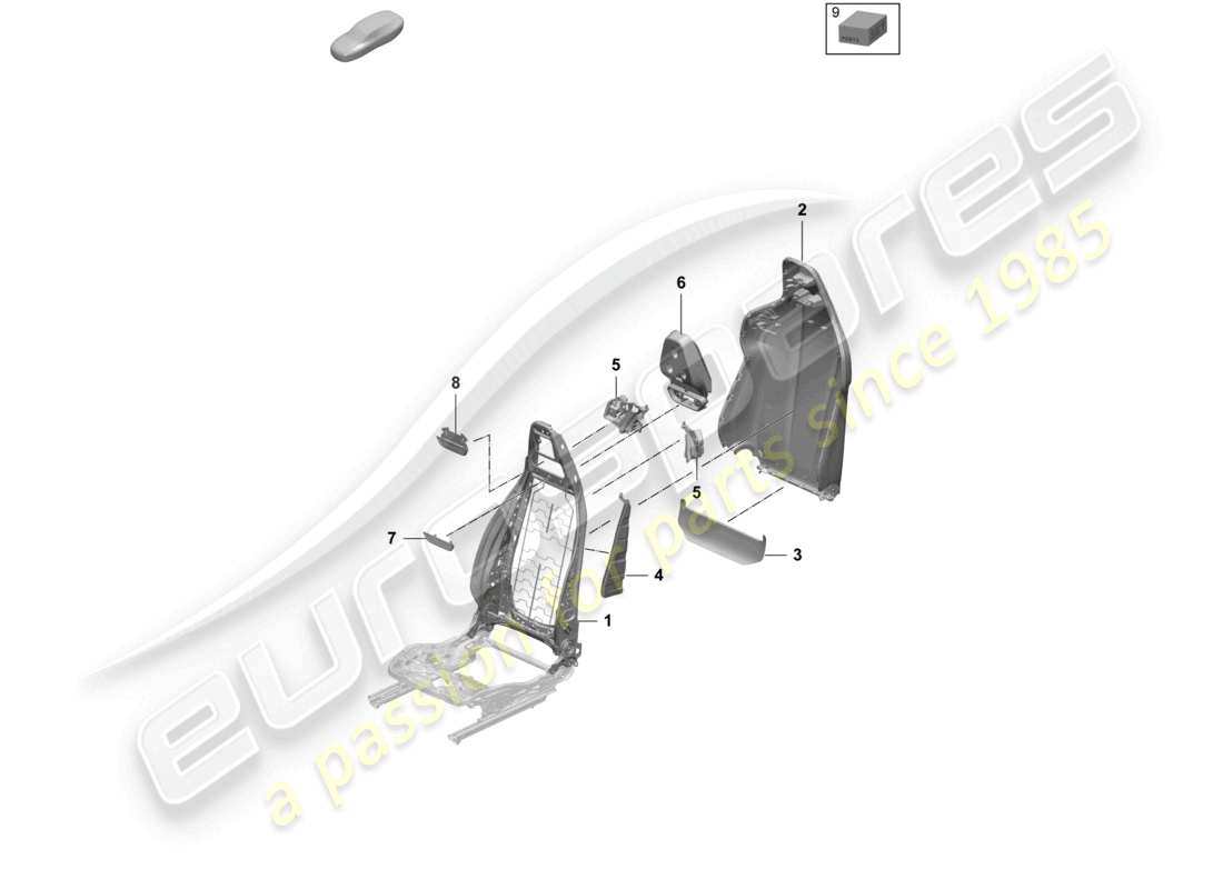 porsche 2025 (macan-e) lehnenrahmen rückenlehnenbezug sportsitz teilediagramm