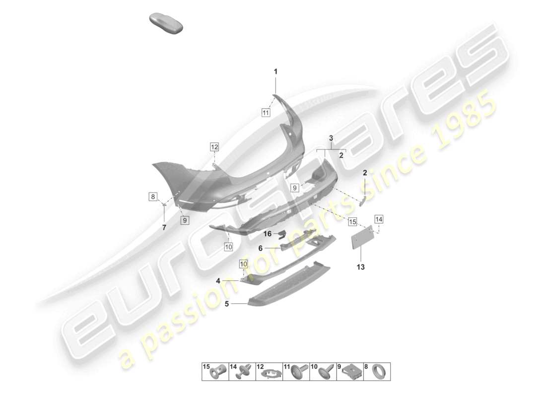 porsche 2021 (taycan 9j1-1) stoßstange hinten gts st ersatzteildiagramm