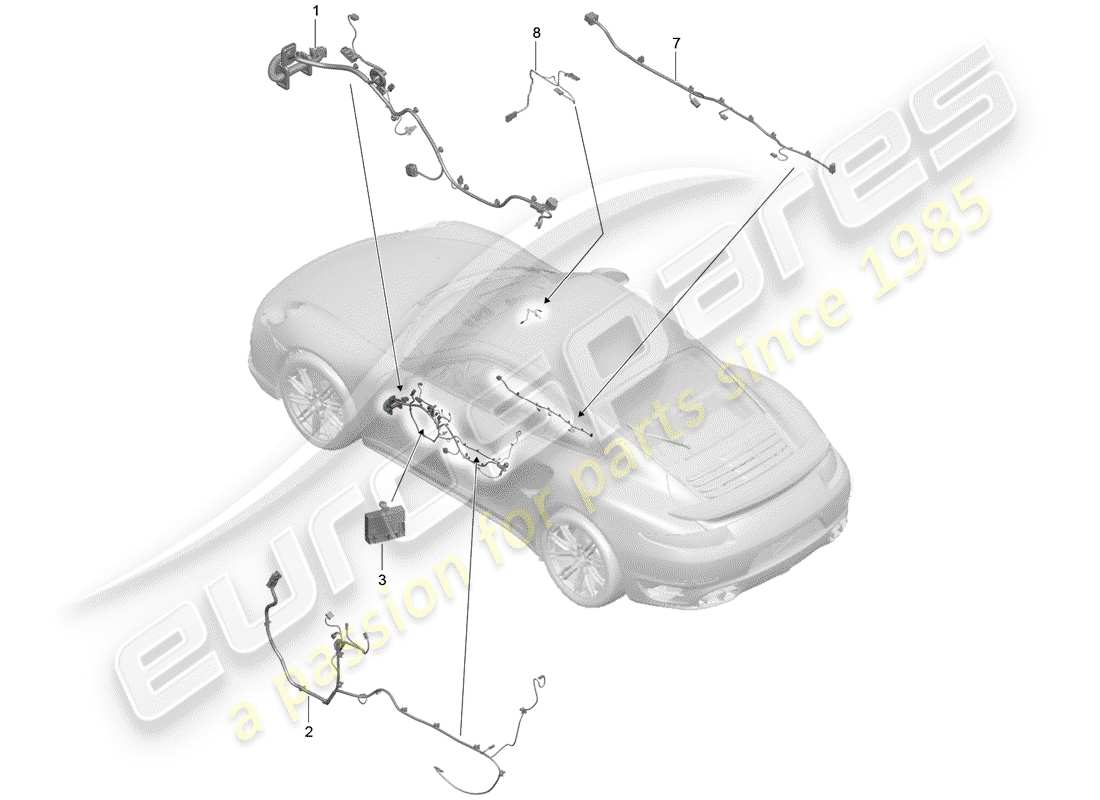 porsche 2018 (991-2 turbo) kabelbäume ersatzteildiagramm