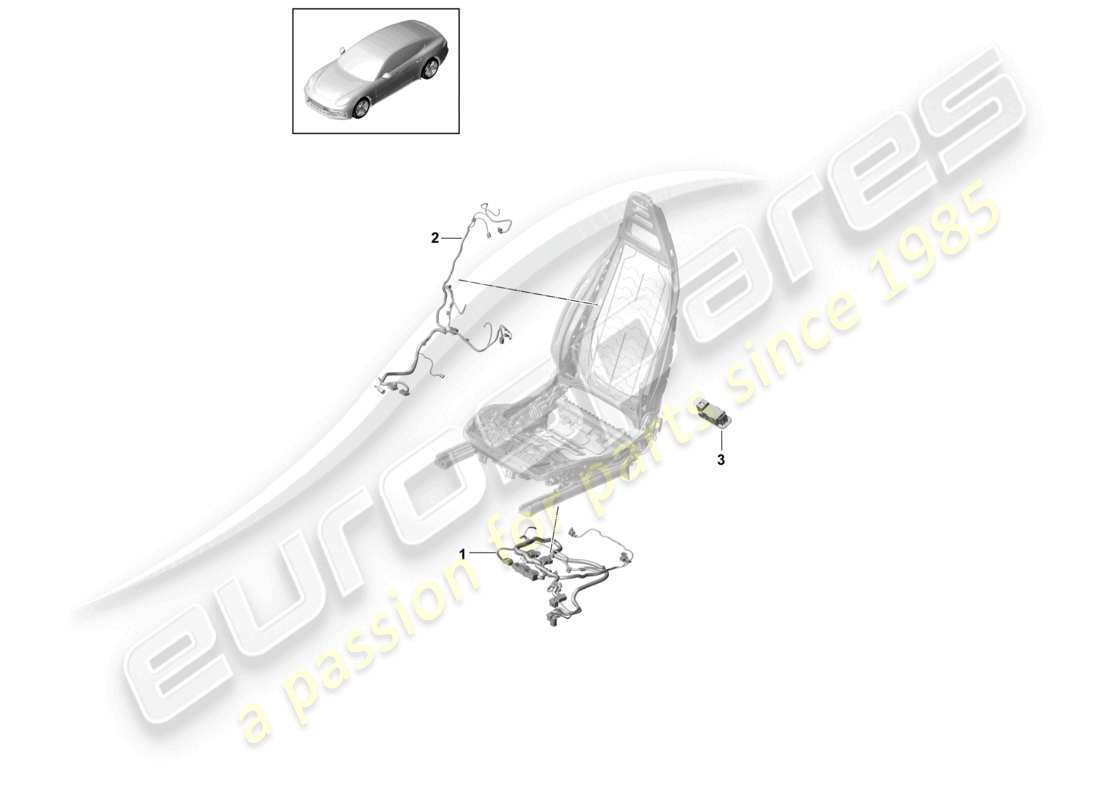 porsche 2021 (panamera 971-1) kabelbäume sitzlehne basis teilediagramm