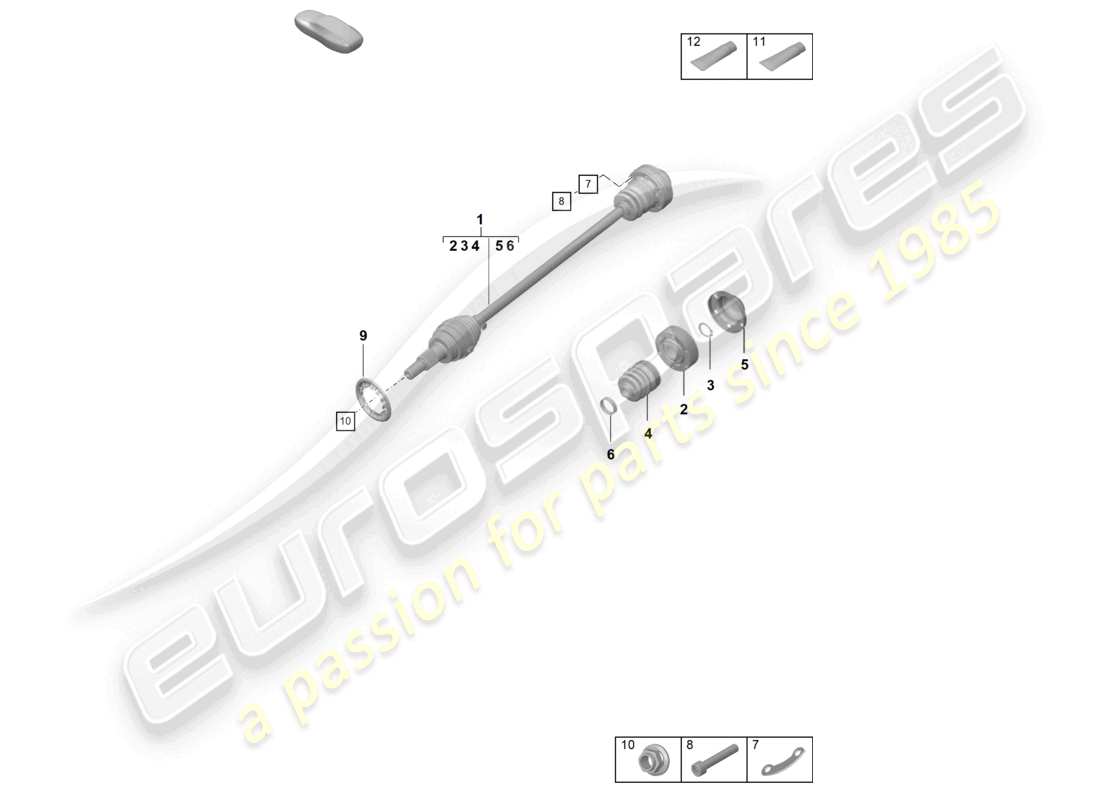 porsche 2022 (992-1 turbo / s) antriebswelle vorderachse teilediagramm