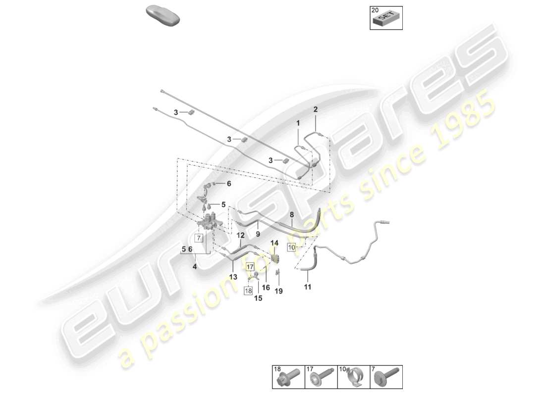 porsche 2022 (992-1 turbo / s) hydraulikleitung unterboden pdcc teilediagramm