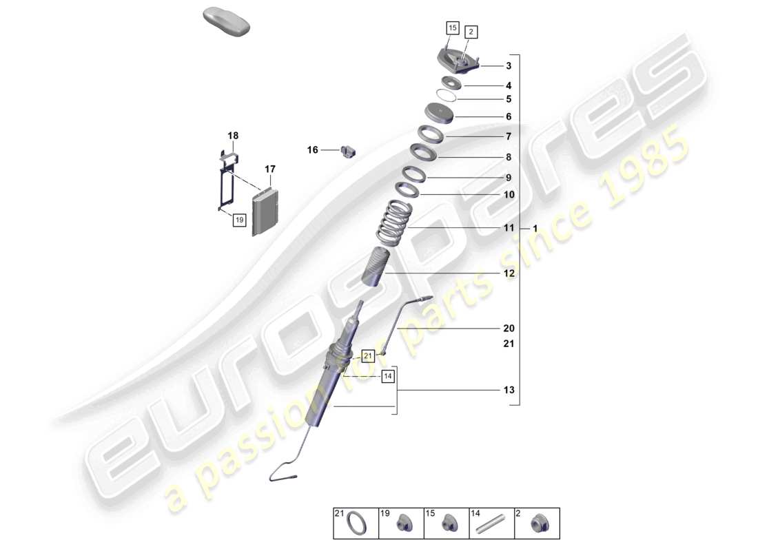 porsche 2021 (718 cayman gt4) vibrationsdämpfer ersatzteildiagramm