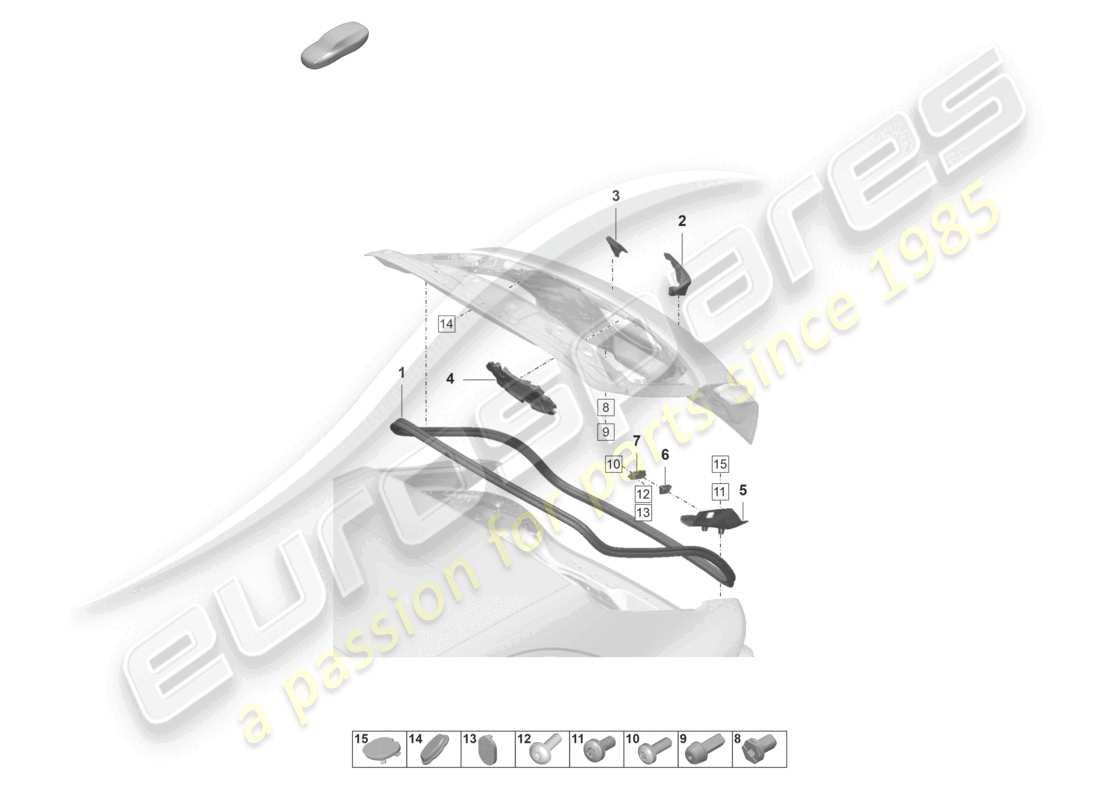 porsche 2024 (panamera 971-2) dichtungen geräuschdämmung heckklappe teilediagramm