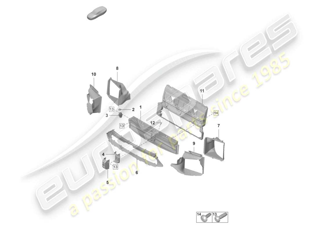 porsche 2024 (panamera 971-2) luftführung und lamellenpaket turbo-teilediagramm