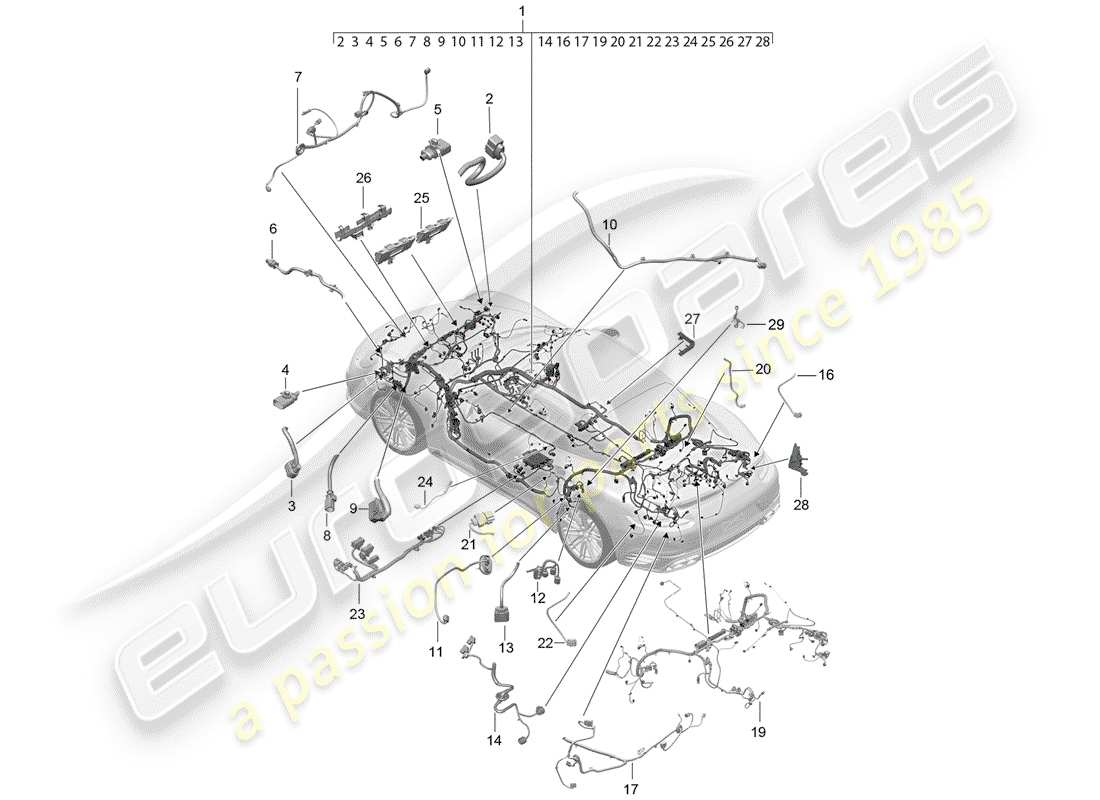 porsche 2018 (991-2 turbo) kabelbäume ersatzteildiagramm