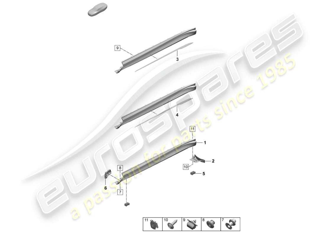 porsche 2026 (taycan 9j1-2) längsträgerverkleidung zubehör teilediagramm
