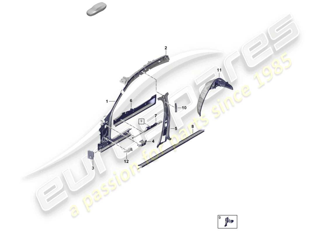 porsche 2026 (panamera 976) seitenteil innen teildiagramm
