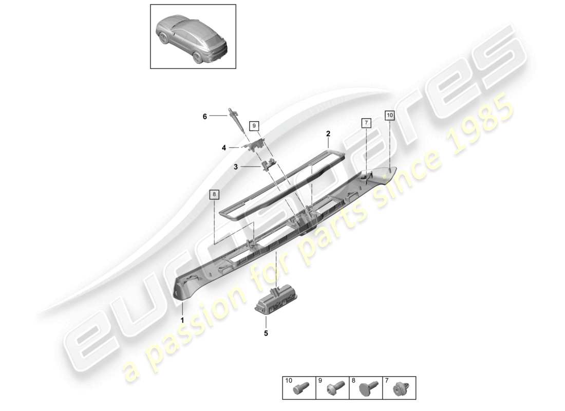 porsche 2024 (cayenne e3 9ya/9yb) griffleiste für heckklappe, teilediagramm