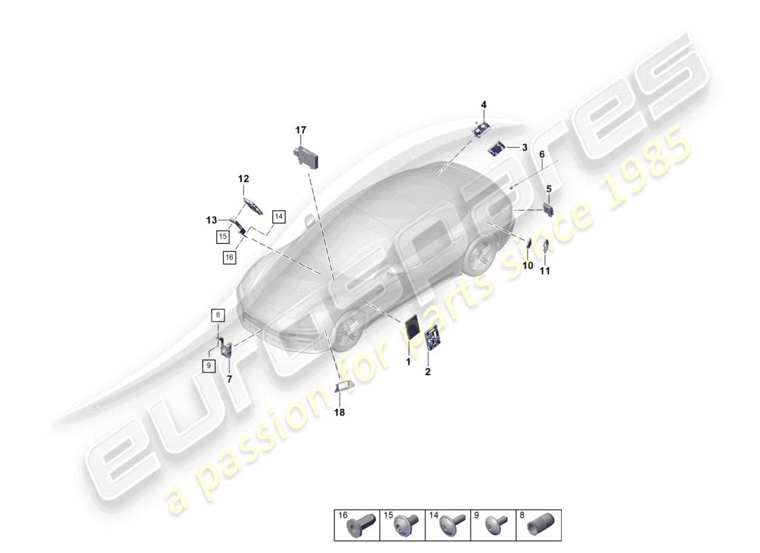 porsche 2026 (panamera 976) steuergerät (bcm) für conv.-system & ob-stromversorgung steuergerät zum öffnen des garagentors steuergerät für abstandsregelung für fahrzeuge mit spurwechselassistent teilediagramm