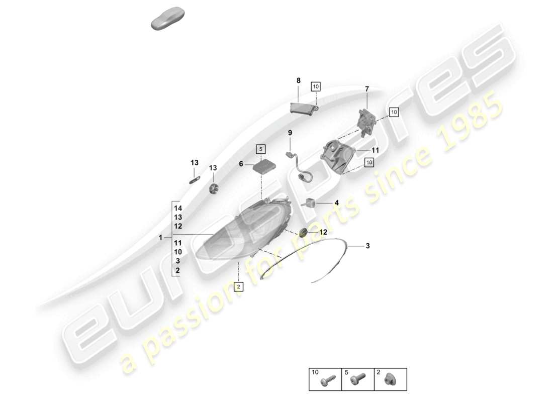 porsche 2021 (718 cayman gt4) scheinwerfer ersatzteildiagramm