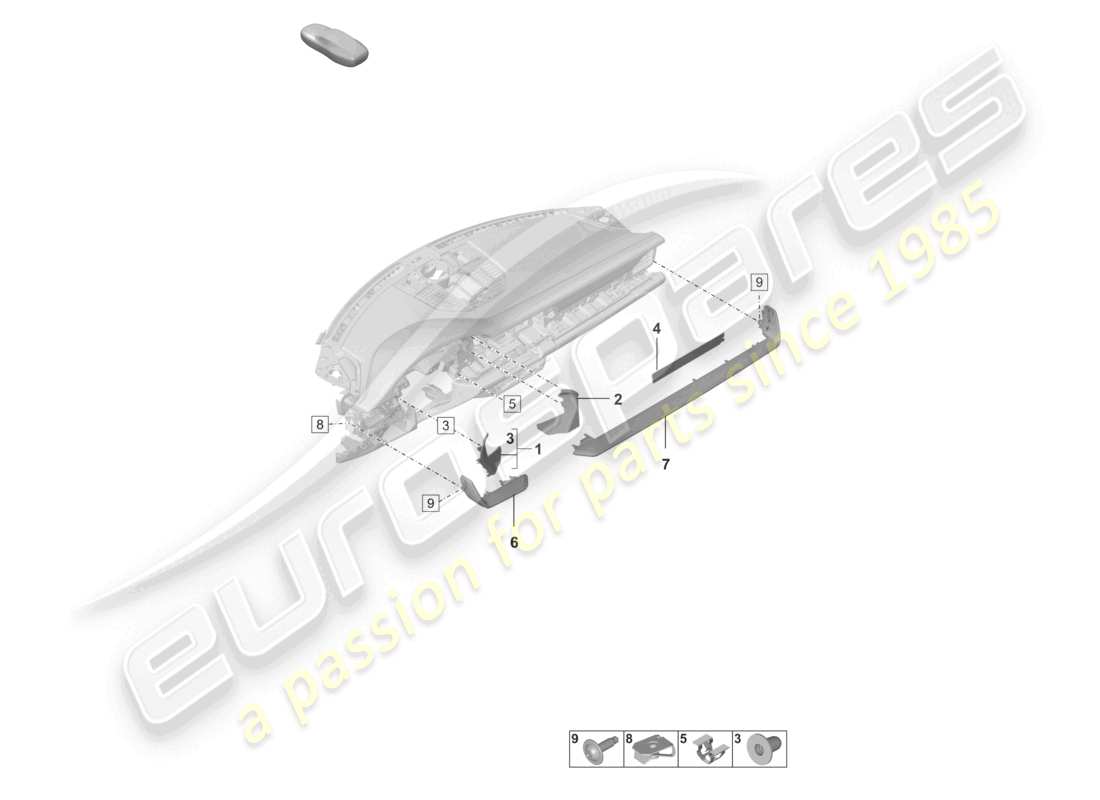 porsche 2026 (992-2 gt3/rs/st) zubehör armaturenbrett teilediagramm