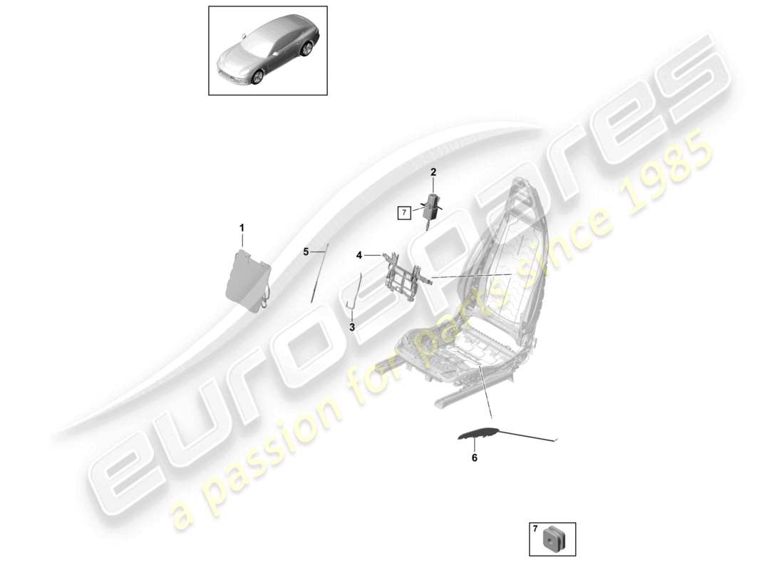 porsche 2021 (panamera 971-1) lendenwirbelsäule vordersitze sportsitz teilediagramm