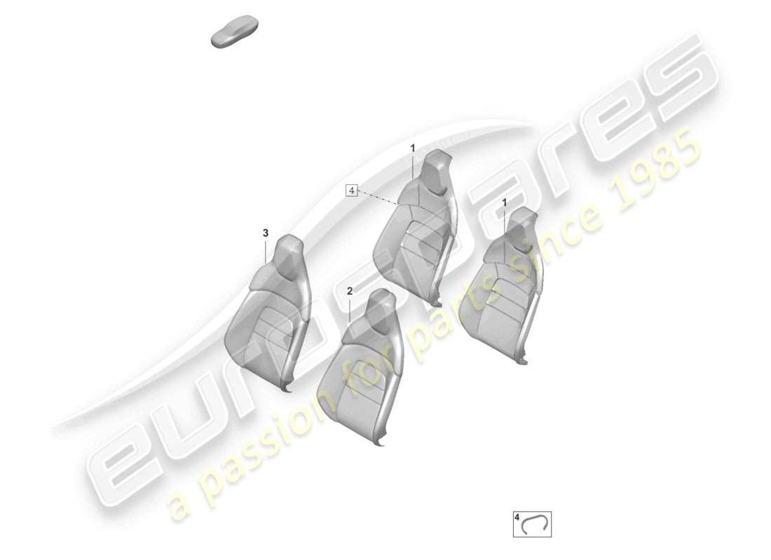porsche 2020 (taycan 9j1-1) schaumstoffteil für lehnenseitenstütze rückenlehnenbezug standardsitz teilediagramm