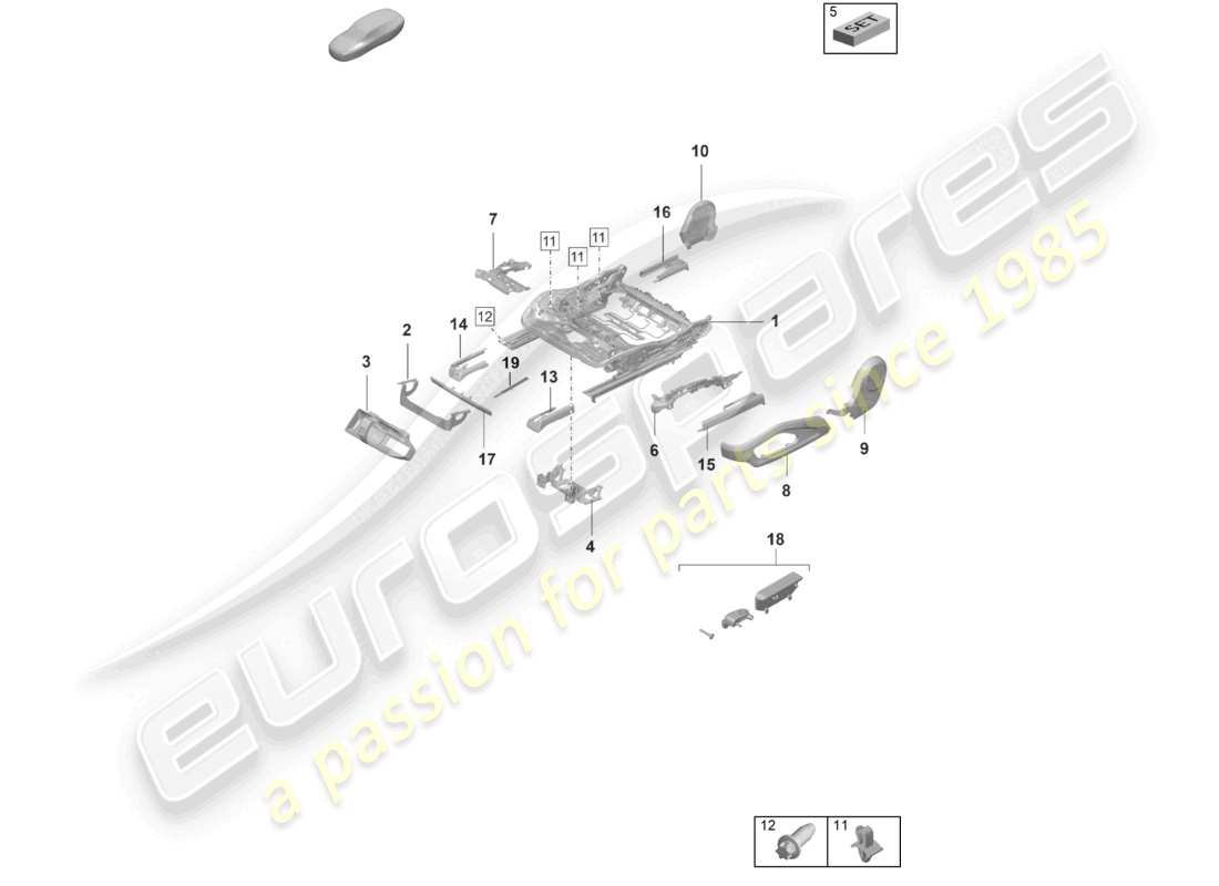 porsche 2020 (taycan 9j1-1) sitzgestell zubehör sonstiges komfortsitz sportsitz teileübersicht