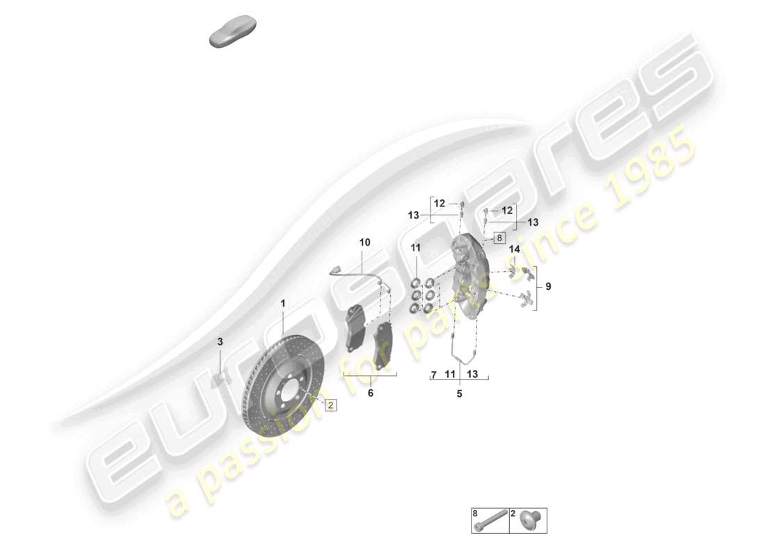 porsche 2022 (992-1 gt3/rs/st) scheibenbremse pccb vorderachse ersatzteildiagramm