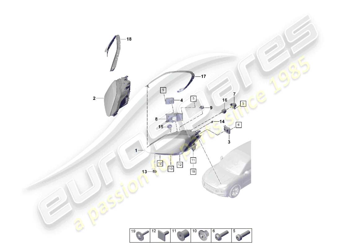 porsche 2025 (cayenne e3 pa) led-scheinwerfer-ersatzteildiagramm
