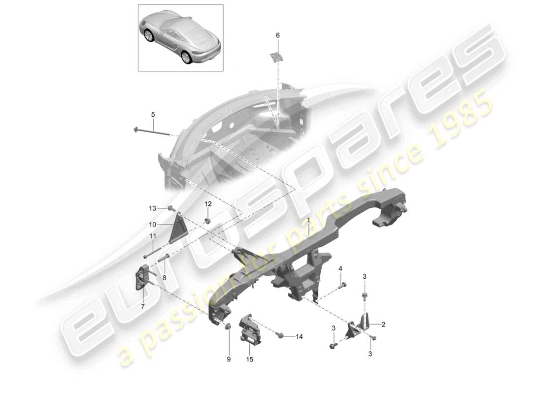 porsche 2024 (718 cayman) halterahmen armaturenbrett teilediagramm