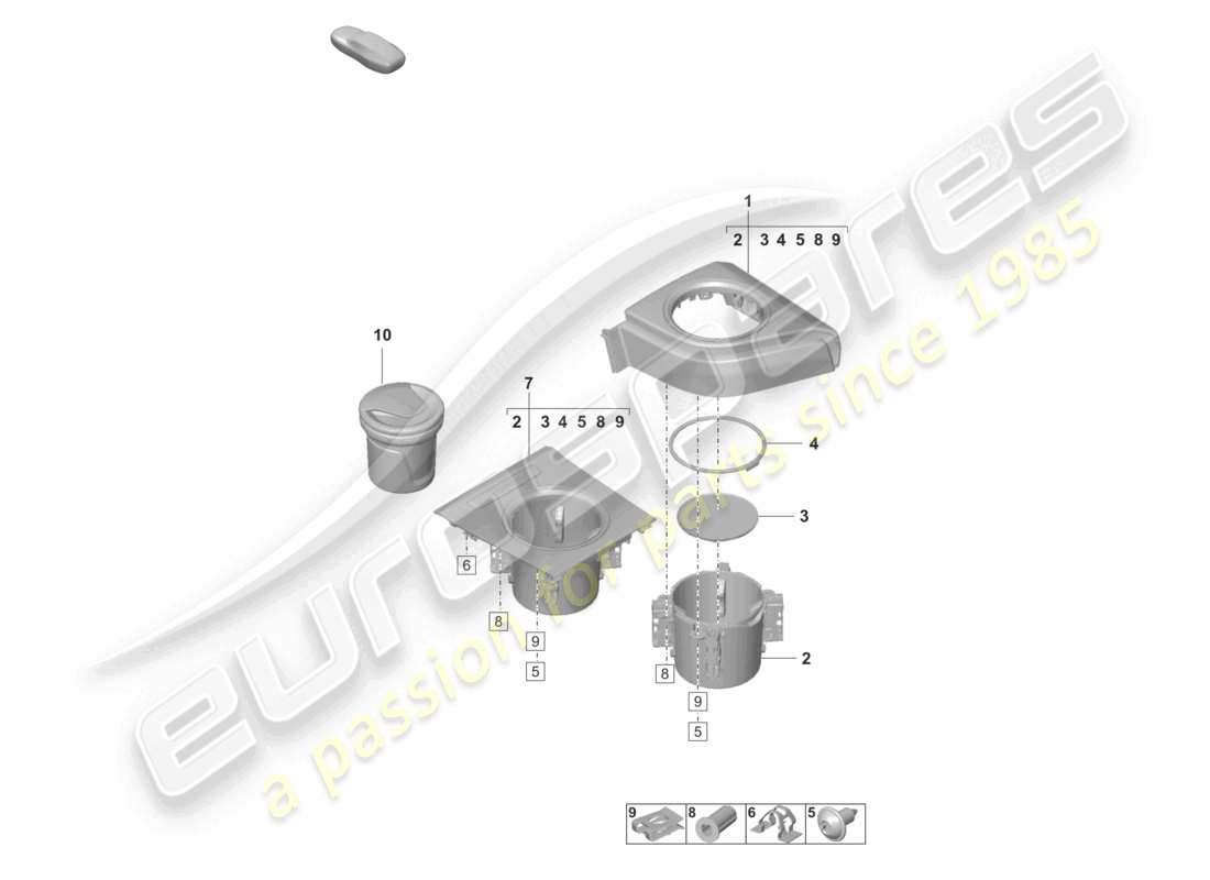 porsche 2026 (taycan 9j1-2) getränkehalter aschenbechereinsatz mittelkonsole teilediagramm