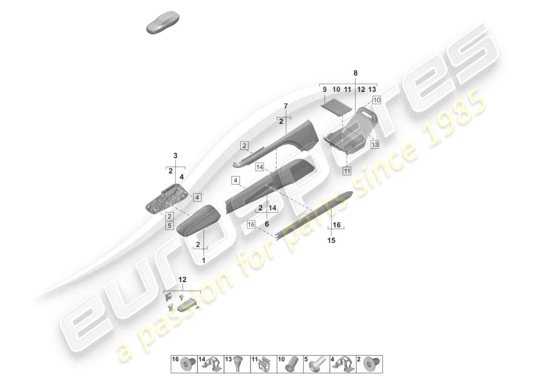 porsche 2026 (taycan 9j1-2) zierleisten seitlich mittelkonsole unten hinten teilediagramm