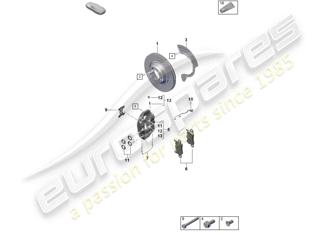 porsche 2021 (718 cayman gt4) scheibenbremse hinterachse teilediagramm