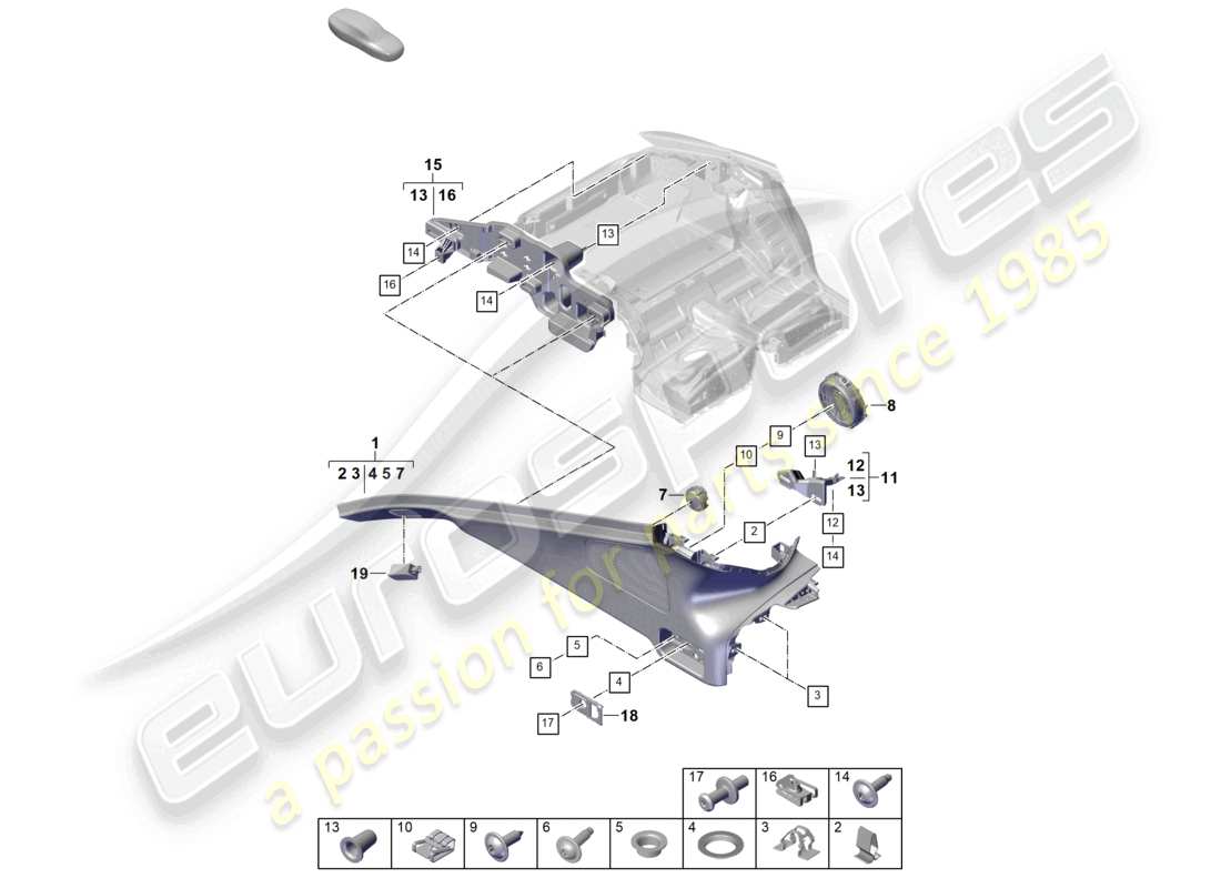 porsche 2026 (panamera 976) d-säulenverkleidung gepäckraum teilediagramm