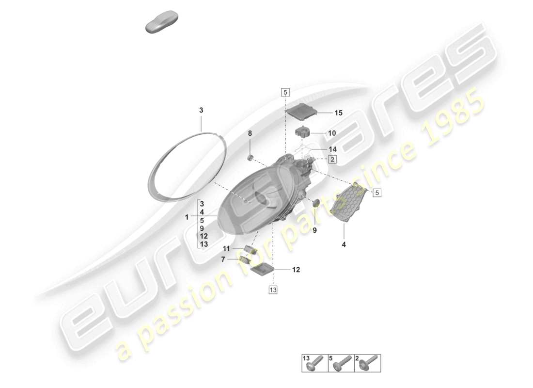 porsche 2023 (992-1 gt3/rs/st) led-scheinwerfer mit matrixstrahl schwarz ersatzteildiagramm