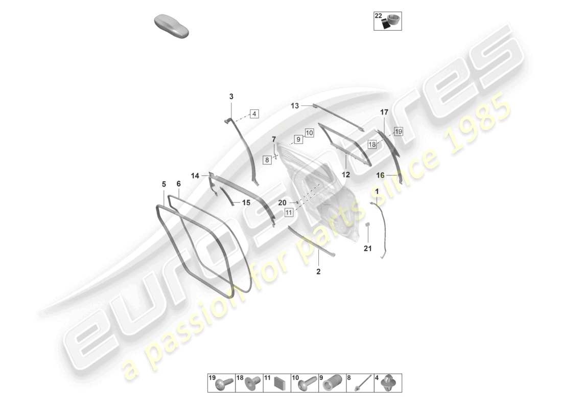 porsche 2022 (panamera 971-2) türen hinten dichtung fensterführung zubehör teilediagramm