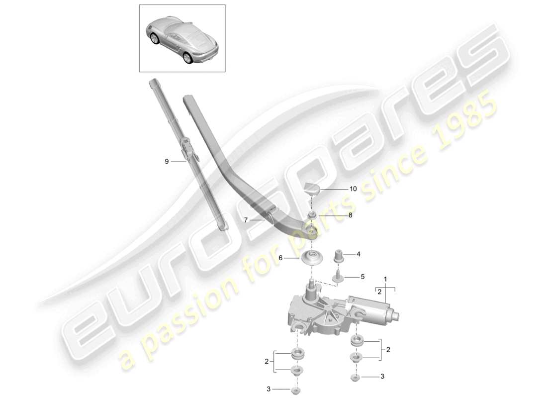 porsche 2021 (718 cayman) heckscheibenwischer teilediagramm