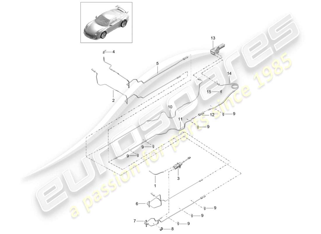 porsche 2021 (991-2 r/gt3/rs) hydraulische kupplungsbetätigung kupplungsgeberzylinder kupplungsnehmerzylinder rohr-/schlauchleitung d - mj 2018>> ersatzteilzeichnung