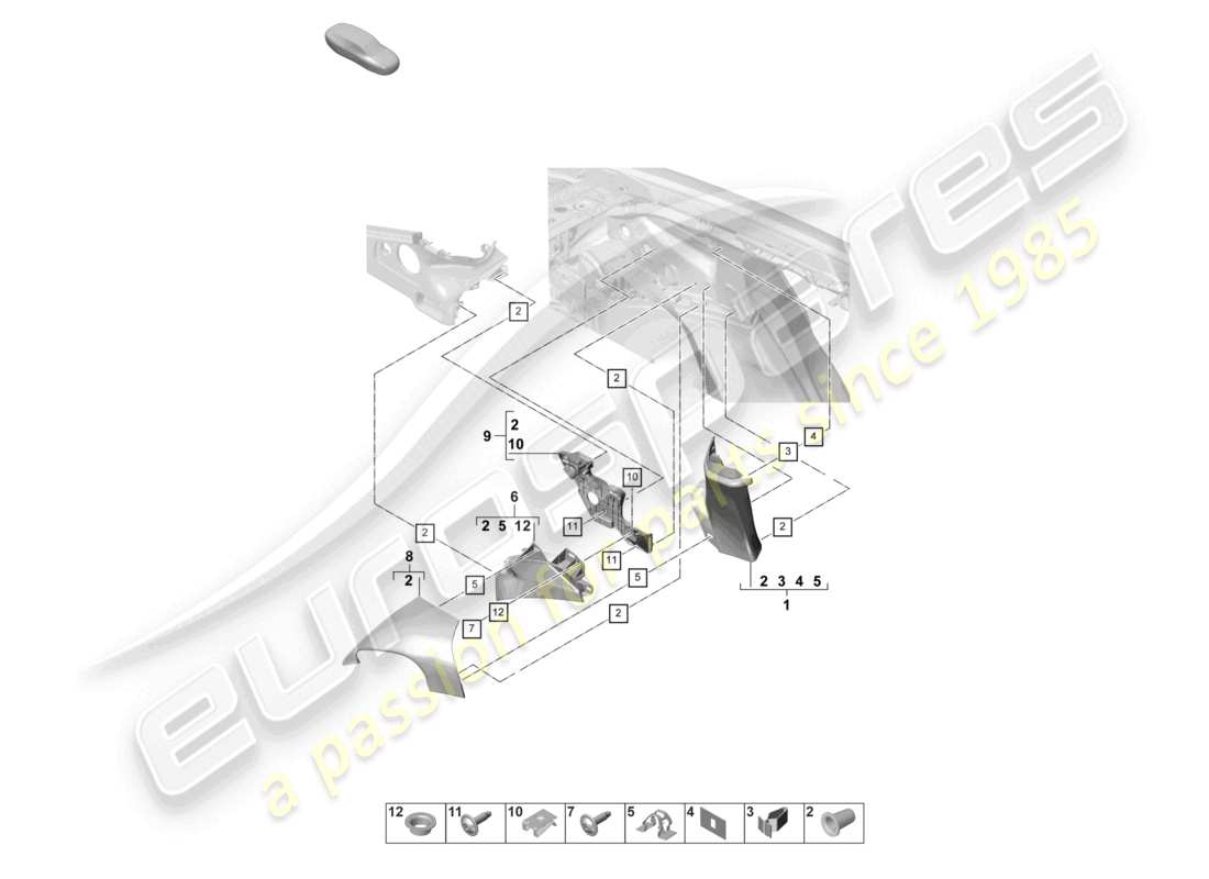porsche 2022 (panamera 971-2) c-säulenverkleidung teilediagramm