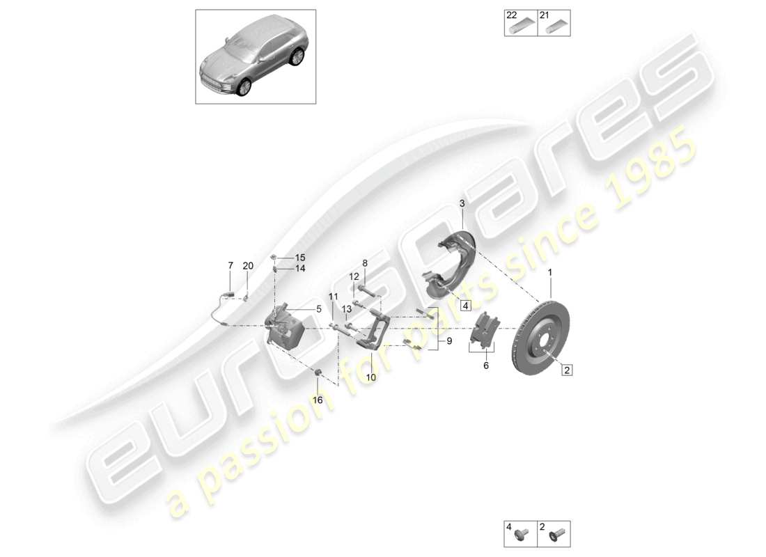 porsche 2023 (macan) scheibenbremse basic hinterachse schwarz d - mj 2022>> ersatzteildiagramm