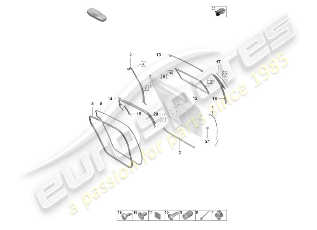 porsche 2022 (panamera 971-2) türen hinten dichtung fensterführung zubehör teilediagramm