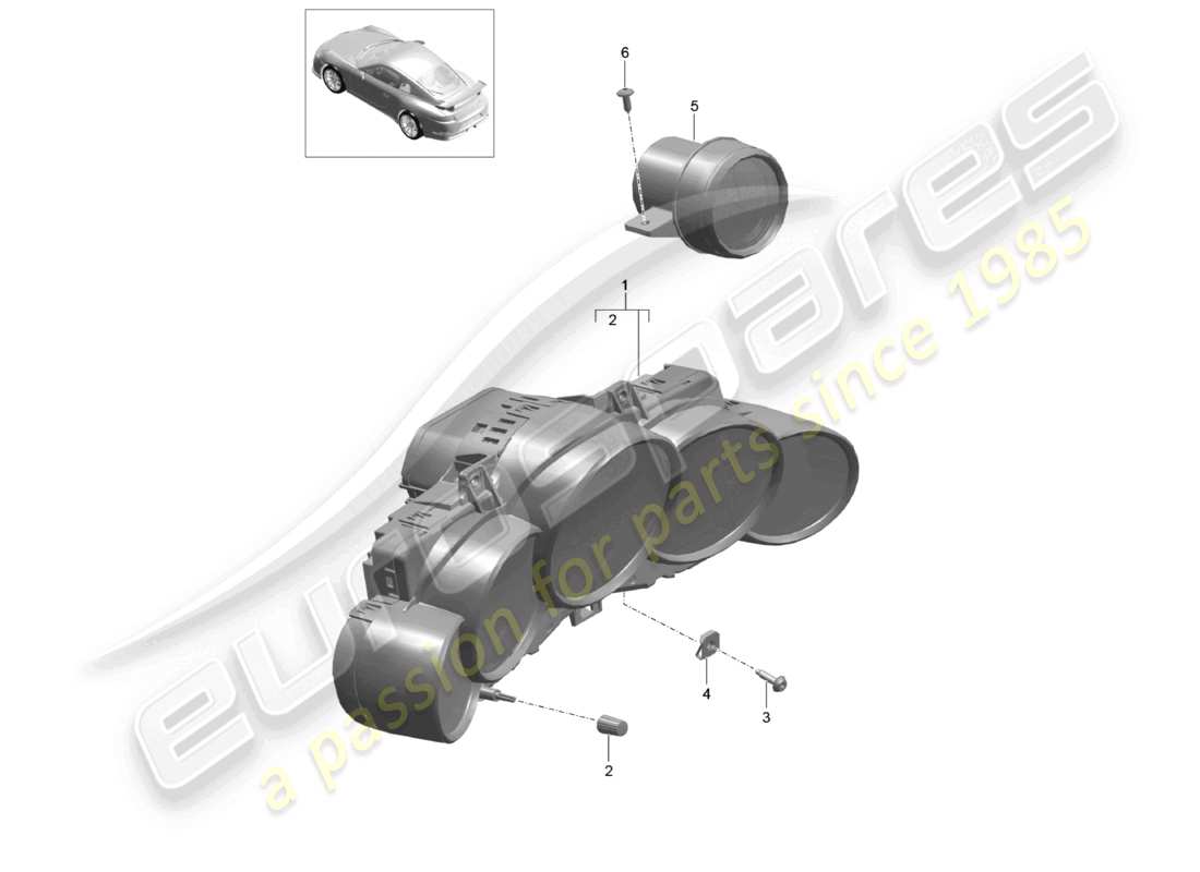 porsche 2021 (991-2 r/gt3/rs) kombiinstrument stoppuhr d - mj 2018>> ersatzteildiagramm