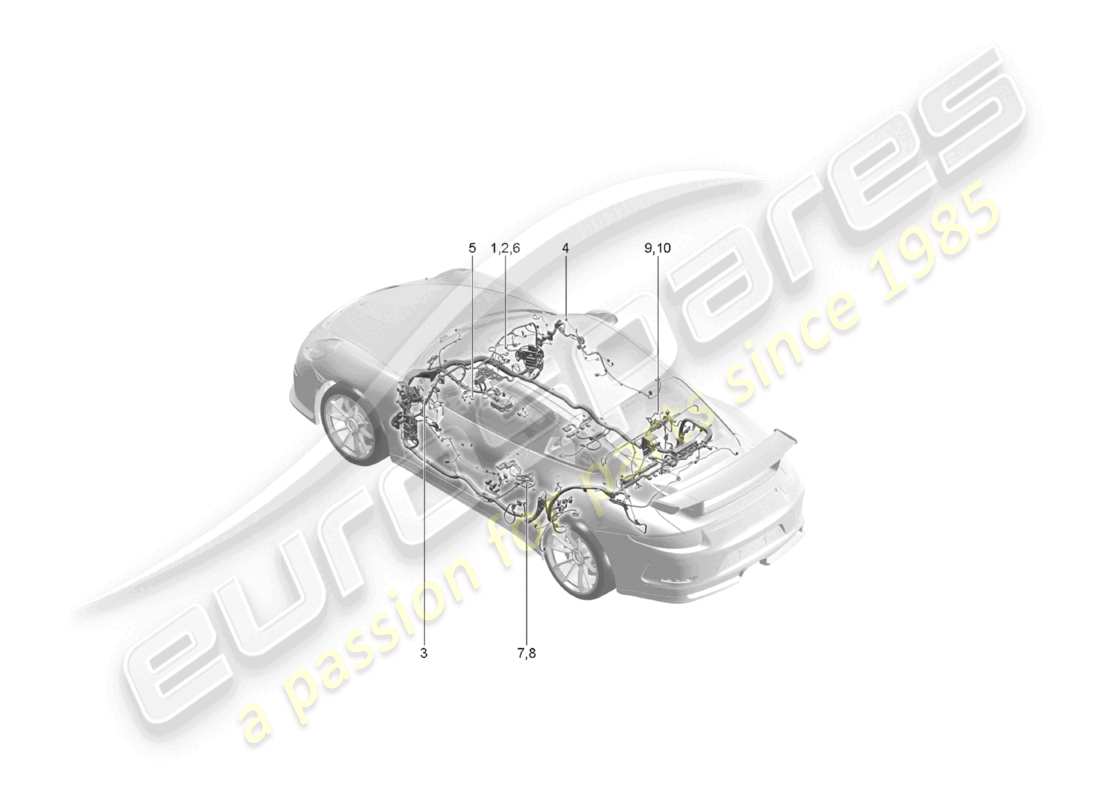 porsche 2021 (991-2 r/gt3/rs) kabelbäume airbag für fahrzeuge mit sicherheitsgurten teilediagramm