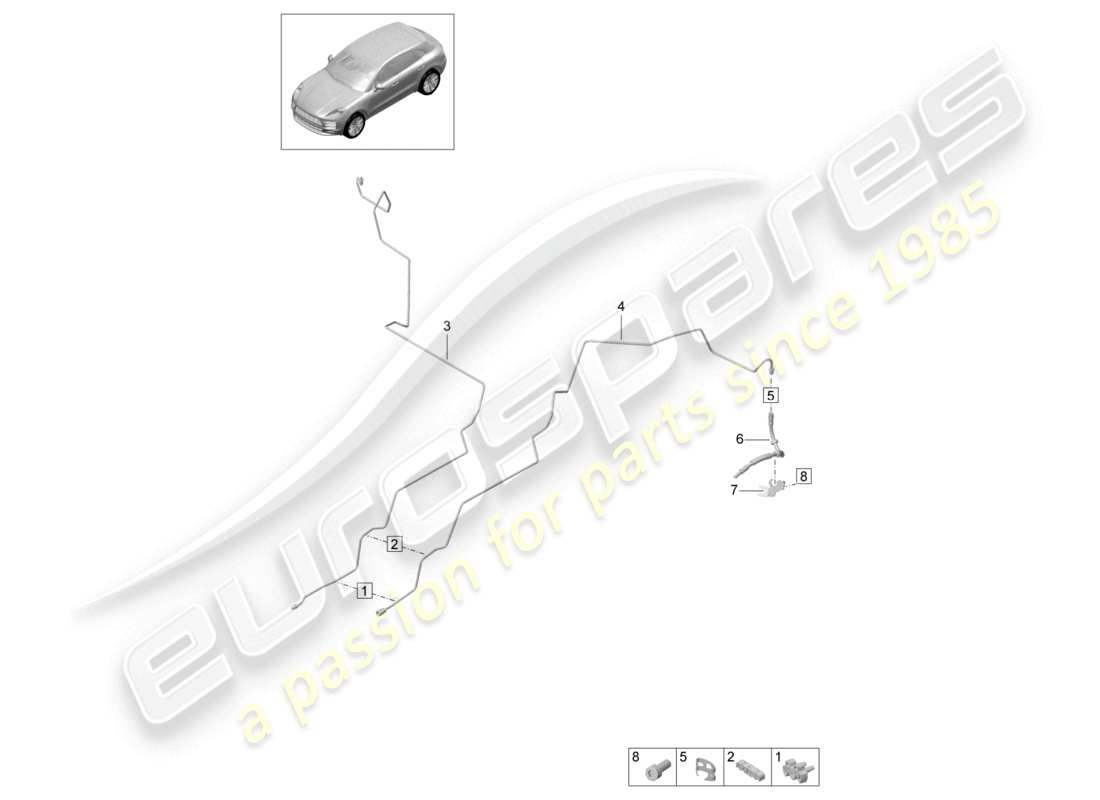 porsche 2021 (macan) bremsleitung mitte unterboden hinten teilediagramm