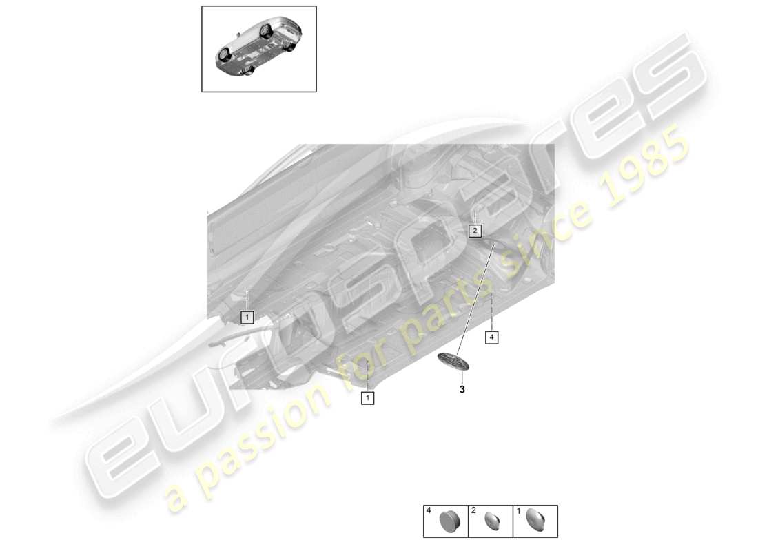 porsche 2022 (panamera 971-2) teilediagramm für das innere des stopfens