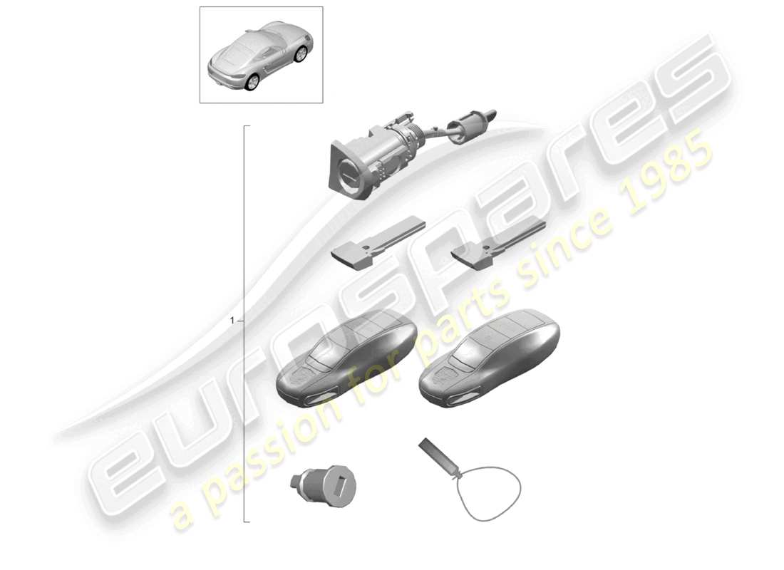 porsche 2021 (718 cayman) reparatursatz 1 satz schließzylinder ersatzteildiagramm
