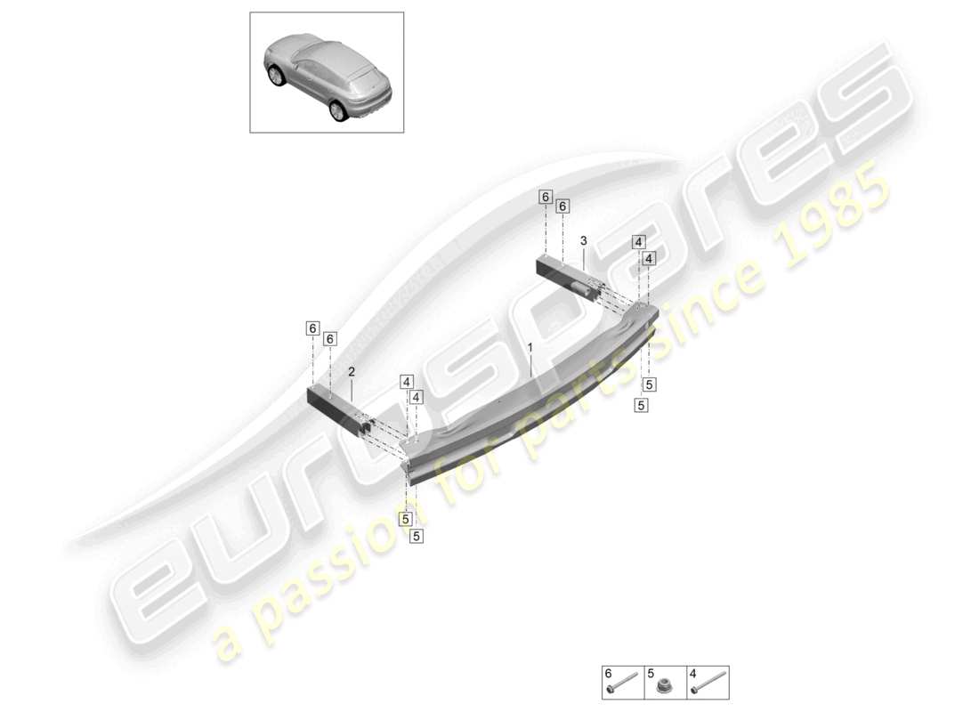 porsche 2021 (macan) stoßstangenträger hinten teilediagramm