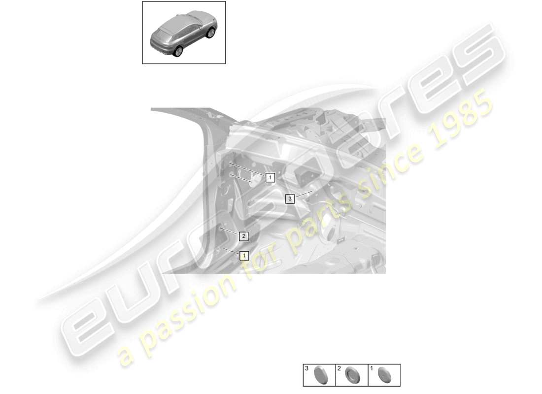 porsche 2021 (macan) stopfen für die innere firewall teilediagramm