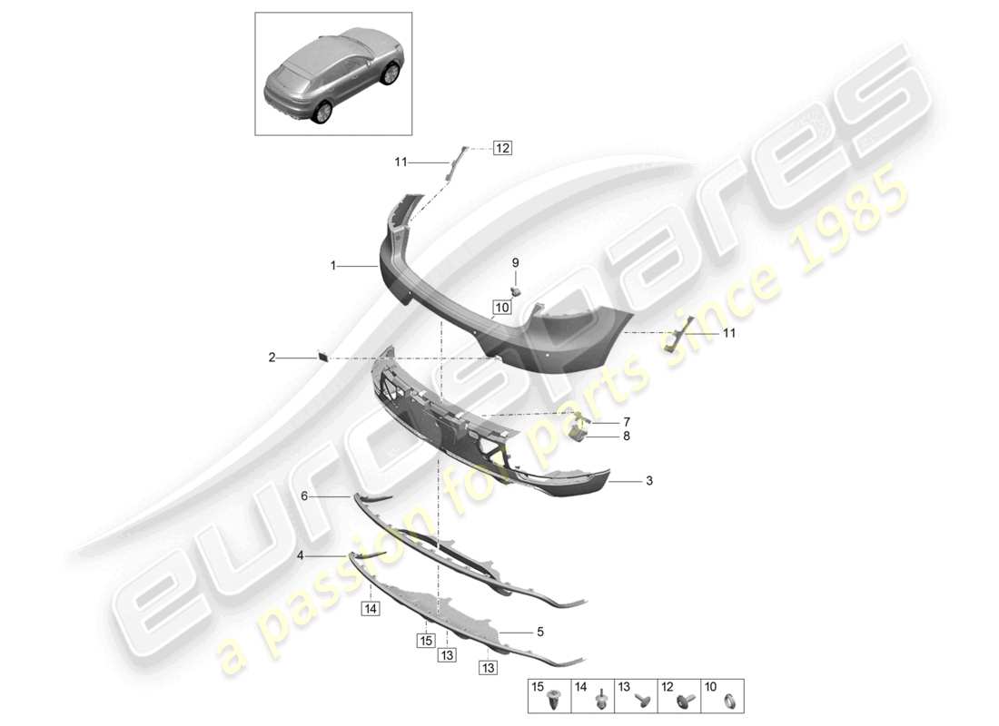 porsche 2021 (macan) stoßstange hinten d >>- mj 2021 grundlegendes ersatzteildiagramm