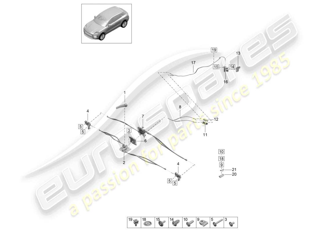 porsche 2021 (macan) abdeckung frontschloss teilediagramm
