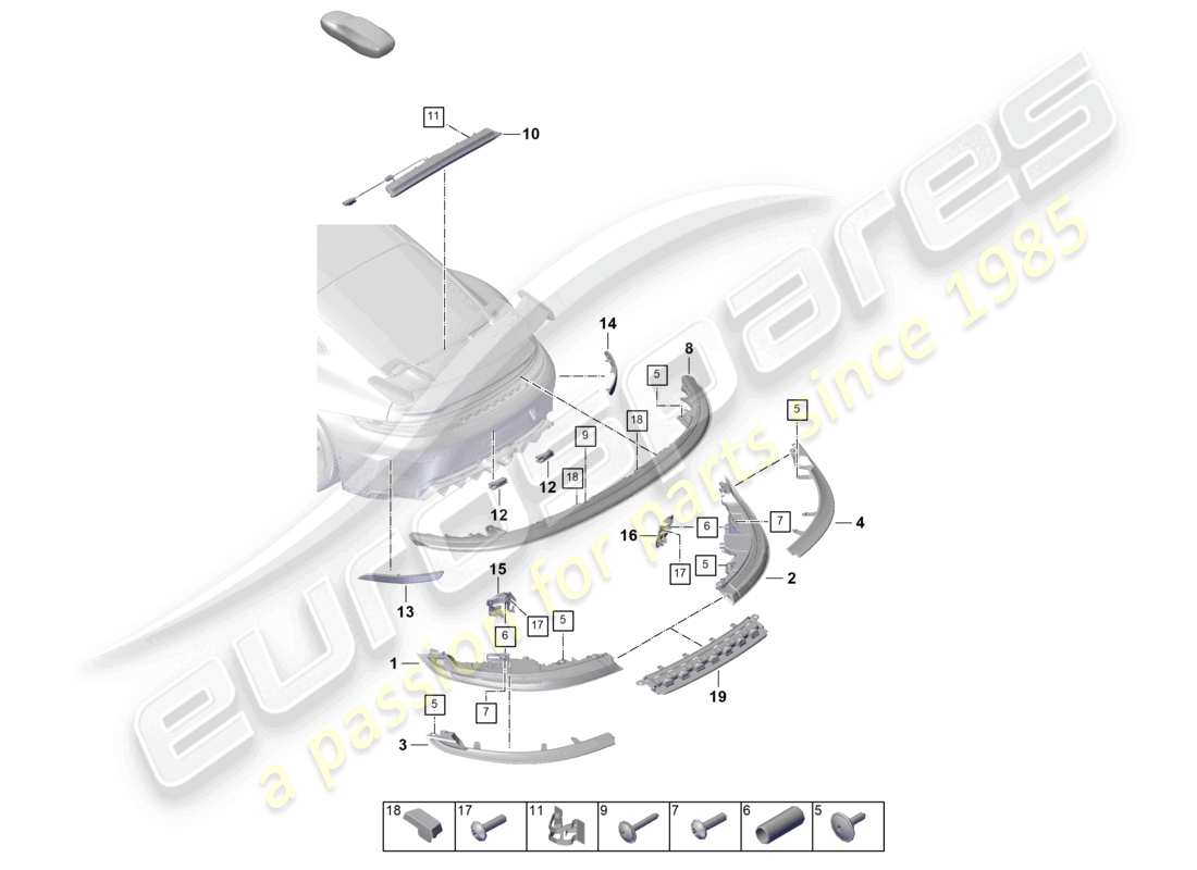 porsche 2025 (992-2 gt3) rücklicht zusätzliches bremslicht kennzeichenlicht teilediagramm