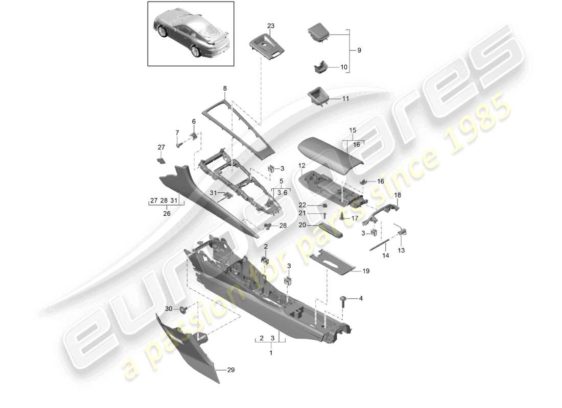 porsche 2021 (991-2 r/gt3/rs) mittelkonsole d >>- mj 2017 ersatzteildiagramm