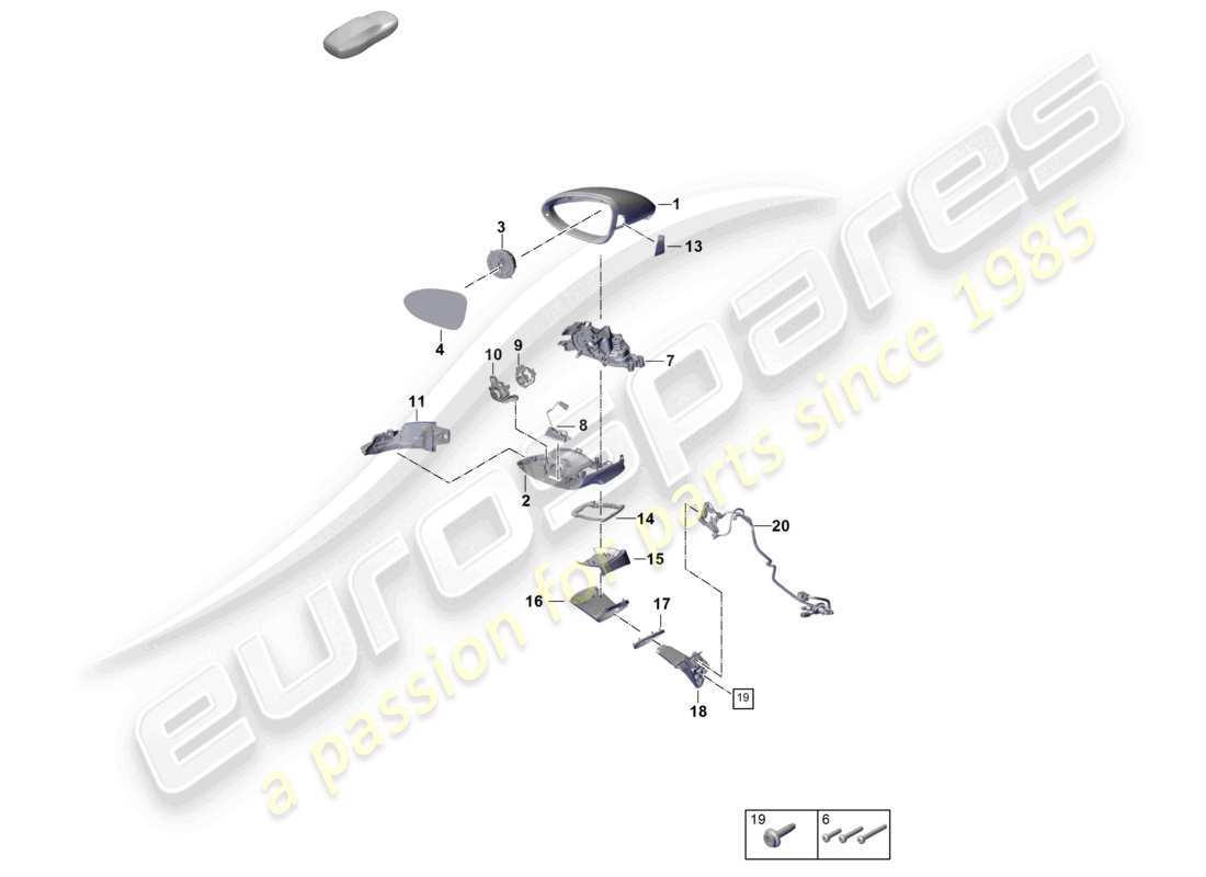 porsche 2025 (panamera 976) außenspiegel zubehör teilediagramm
