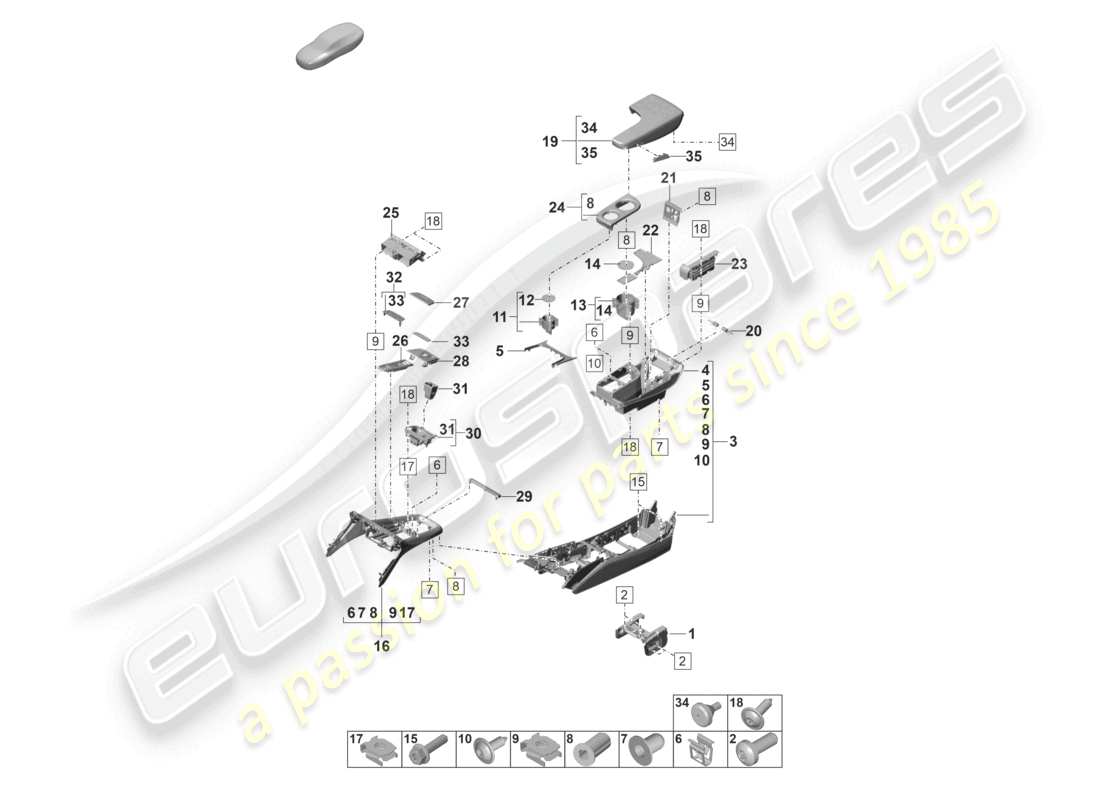 porsche 2022 (panamera 971-2) mittelkonsole ersatzteildiagramm