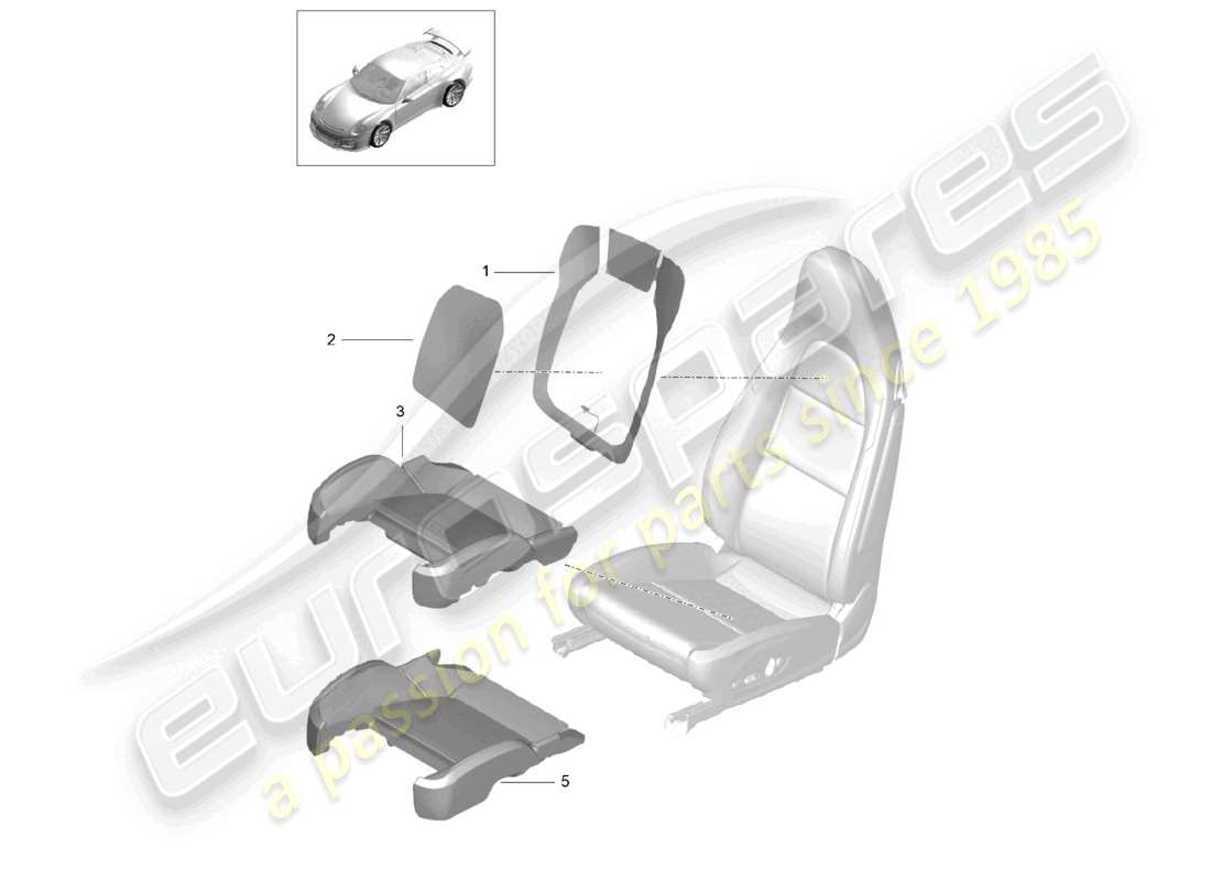 porsche 2021 (991-2 r/gt3/rs) heizelement lehnenwangenheizelement lehnenheizelement sitz- und sitzseitenheizelement teilediagramm