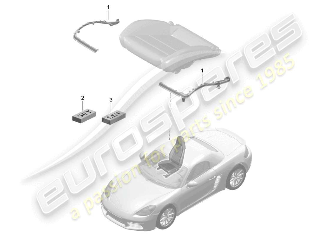 porsche 2023 (718 boxster) sitzpolster rahmen sportsitz plus reparaturset sitzbelegungserkennung teilediagramm