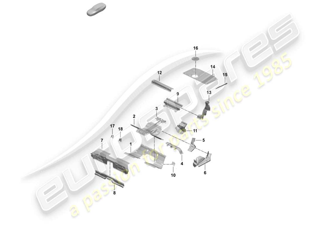 porsche 2026 (taycan 9j1-2) hinteres ende hintere bodenplatte sitzstütze teilediagramm